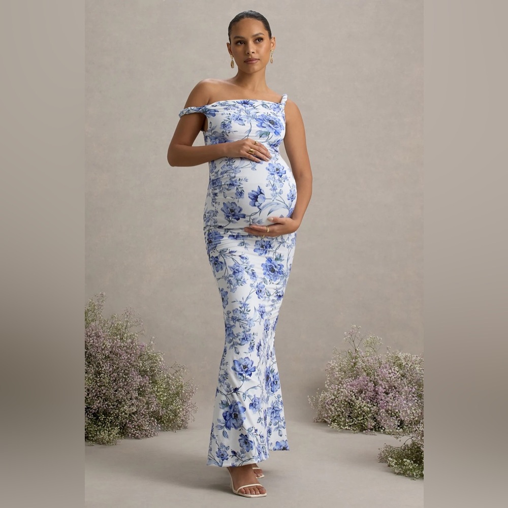 Floral Off-Shoulder Maternity Dress